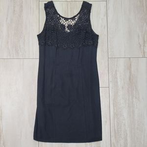 Vintage Joseph Ribkoff Black Party Dress with Lace Neckline - Size 10